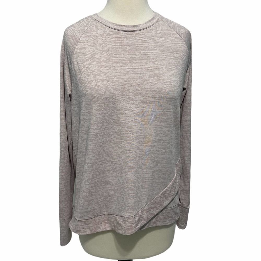 Copper Fit Long Sleeve Crew Neck Tee Shirt Pullover T-Shirt Heather Purple Large